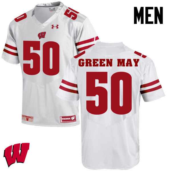 Wisconsin Badgers Men's #50 Izayah Green-May NCAA Under Armour Authentic White College Stitched Football Jersey RO40Y53KT
